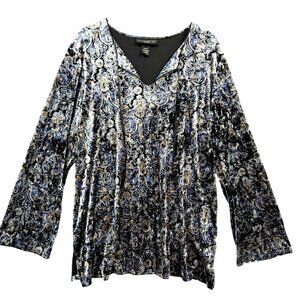 Venezia Velvet Paisley Tunic Top Womens Plus Size 22/24 Boho Witchy Fairy